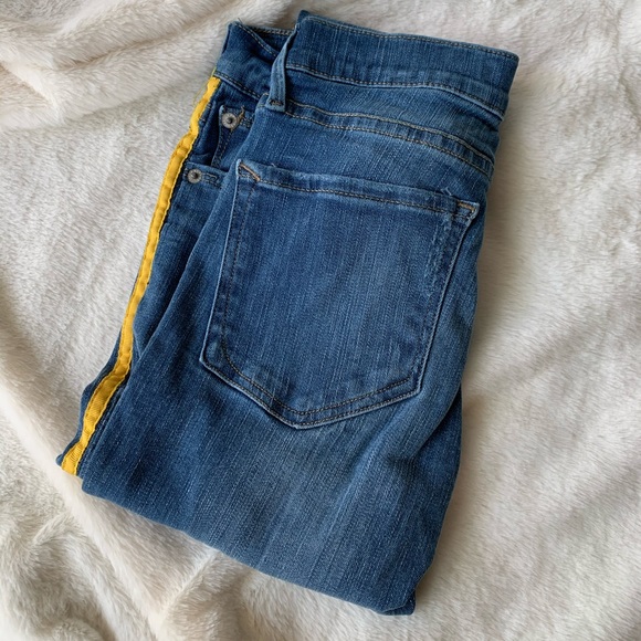 Express Mid Rise Side Stripe Ankle Jeans
